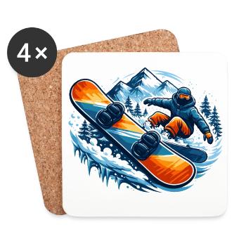 Snowboarders in Action – Winter Sport Design - Coasters (set of 4) - white - Front