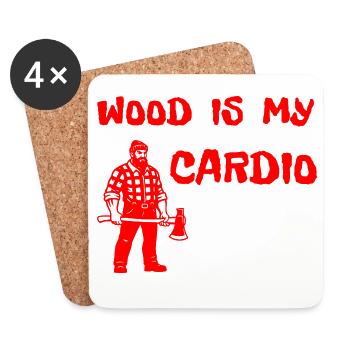 Wood Is My Cardio - Lumberjack Axe Design - Coasters (set of 4) - white - Front