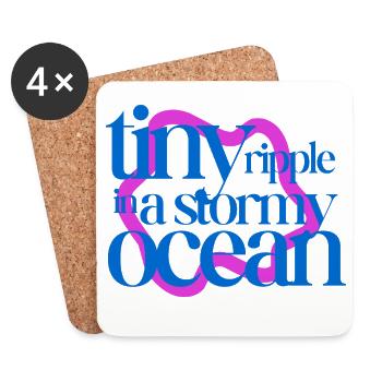 Tiny ripple in a stormy ocean (pink background) - Coasters (set of 4) - white - Front