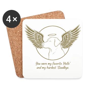 Labrador Angel in Dog Heaven Mourning Farewell - Coasters (set of 4) - white - Front