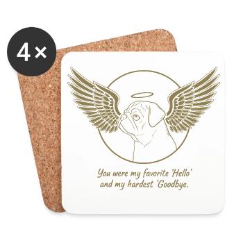 Pug Dog Cloud Angel Wings Farewell Mourning - Coasters (set of 4) - white - Front