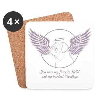 Pug Dog Cloud Angel Wings Farewell Mourning - Coasters (set of 4) - white - Front