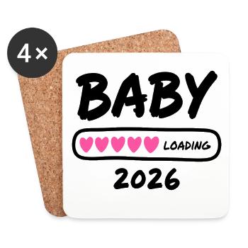 Baby Loading 2026 Schwangerschaft Eltern - Untersetzer (4er-Set) - Weiß - Vorne