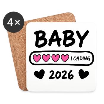 Baby Loading 2026 Schwangerschaft Eltern - Untersetzer (4er-Set) - Weiß - Vorne