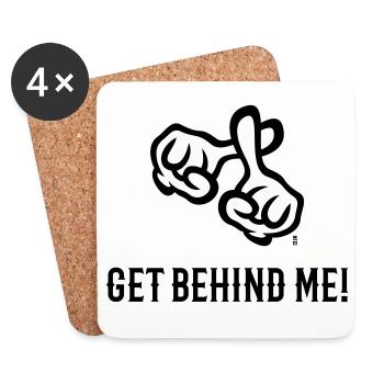 Get Behind Me! (Cross / Bible / Religion / 2C) - Coasters (set of 4) - white - Front