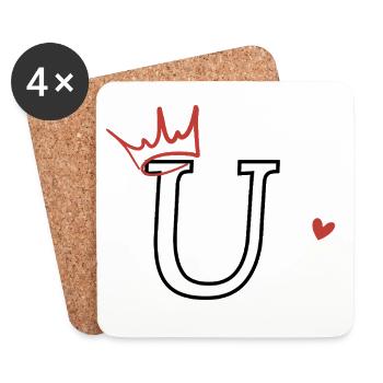 Letter u crown heart - Coasters (set of 4) - white - Front