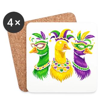 Karnevalstrio der Maskenvögel - Untersetzer (4er-Set) - Weiß - Vorne
