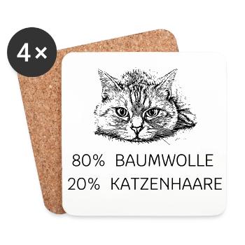 80% cotton - 20% cat hair - Coasters (set of 4) - white - Front