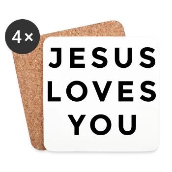 Jésus t’aime | Foi chrétienne - Dessous de verre (lot de 4) - blanc - Devant