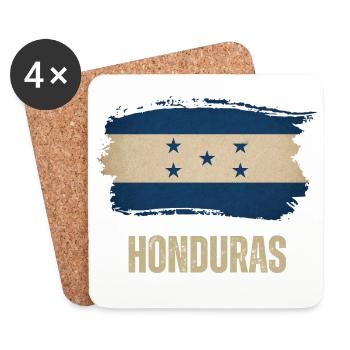 Drapeau du grunge hondurais, j’adore le Honduras - Dessous de verre (lot de 4) - blanc - Devant