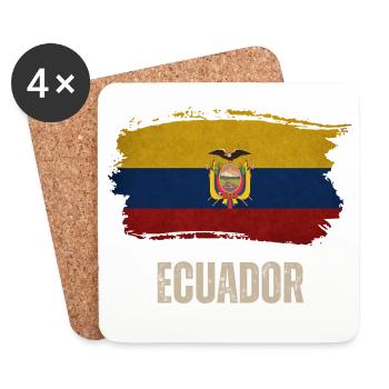 Ecuador Grunge-Flagge, ich liebe Ecuador - Untersetzer (4er-Set) - Weiß - Vorne