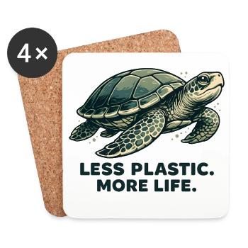 Less Plastic More Life Turtles Design - Coasters (set of 4) - white - Front