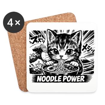 Kawaii Neko Ramen Cat Noodle Anime - Untersetzer (4er-Set) - Weiß - Vorne