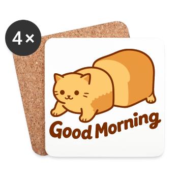 Cat Bread Meme - Coasters (set of 4) - white - Front