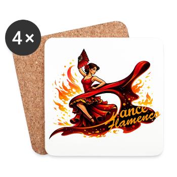 Danseur de flamenco avec feu et éventail - Dessous de verre (lot de 4) - blanc - Devant