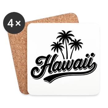 Ambiances d’été hawaïenne avec palmiers et mer - Dessous de verre (lot de 4) - blanc - Devant
