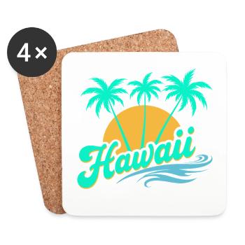 Ambiances d’été hawaïenne avec palmiers et mer - Dessous de verre (lot de 4) - blanc - Devant