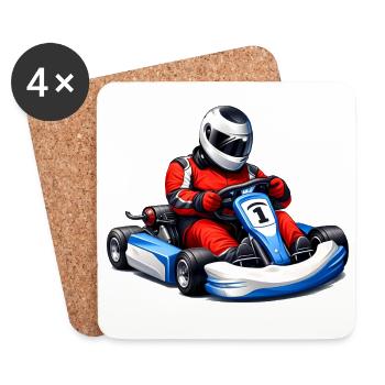 Go-Kart Rennfahrer Illustration - Untersetzer (4er-Set) - Weiß - Vorne