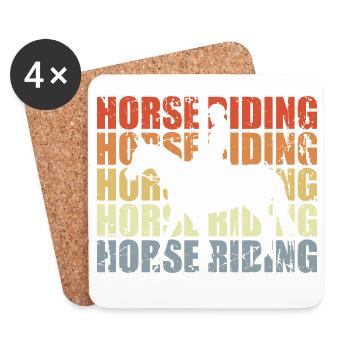 Horse Riding Vintage Look - Coasters (set of 4) - white - Front