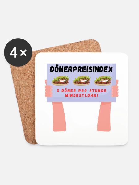 Dönerpreisindex - Untersetzer (4er-Set) - Weiß