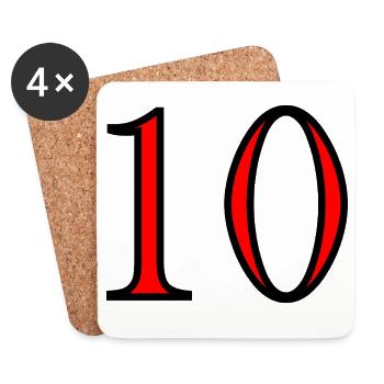 10. 10 ANS. 10e ANNIVERSAIRE. ANNIVERSAIRE 10 ANS. - Dessous de verre (lot de 4) - blanc - Devant