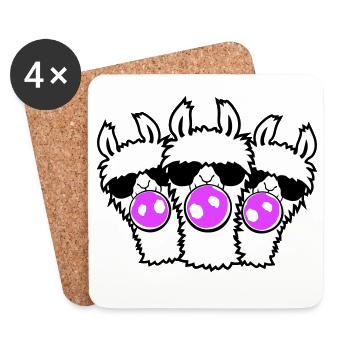 Trois lamas Lunettes de Soleil Chewing-Gum Groupe Mignon - Dessous de verre (lot de 4) - blanc - Devant