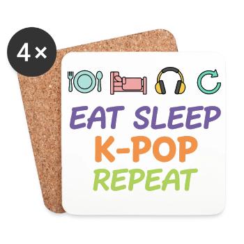 Mange, Dors, K-Pop, Rediffusion, Musique pop coréenne, vie - Dessous de verre (lot de 4) - blanc - Devant