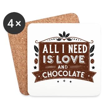 all i need is love and chocolate - Untersetzer (4er-Set) - Weiß - Vorne