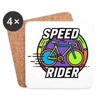 Speed Rider Fahrrad Neon Farben Rennrad Motiv - Untersetzer (4er-Set) - Weiß - Vorne