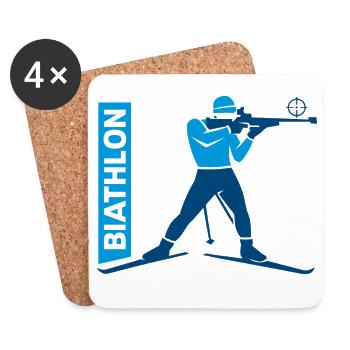 Biathlon Passion Liebhaber Geschenk - Untersetzer (4er-Set) - Weiß - Vorne