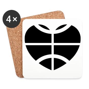 Cœur du basket-ball - Dessous de verre (lot de 4) - blanc - Devant