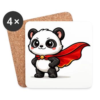 held Panda – Little Super Panda - Coasters (set of 4) - white - Front