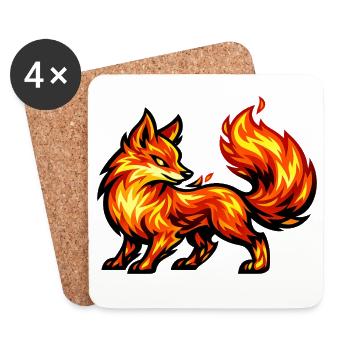 Renard de Feu – Animal des Flammes - Dessous de verre (lot de 4) - blanc - Devant