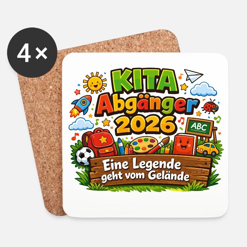 Kita Abgänger 2026 Abschied Kindergarten - Untersetzer (4er-Set) - Weiß