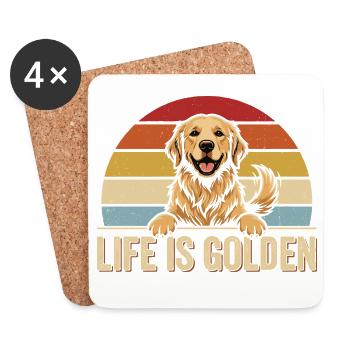 VIBRATIONS GOLDEN RETRIEVER Motif rétro - Dessous de verre (lot de 4) - blanc - Devant