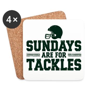Sundays are for Tackles Football Fan Sport - Coasters (set of 4) - white - Front