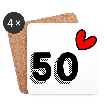 50. 50 YEARS. 50th ANNIVERSARY. 50 YEARS ANNIVERSARY. - Coasters (set of 4) - white - Front