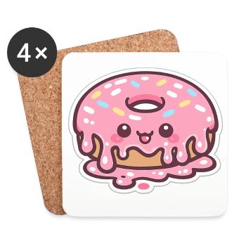 Kawaii Donut with Frosting - Coasters (set of 4) - white - Front