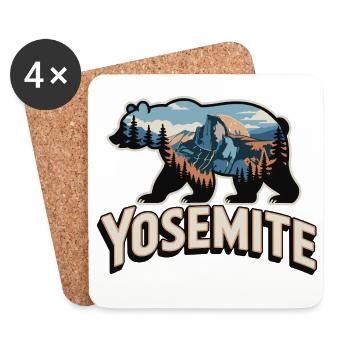 Yosemite Bear - Aménagement extérieur des parcs nationaux - Dessous de verre (lot de 4) - blanc - Devant