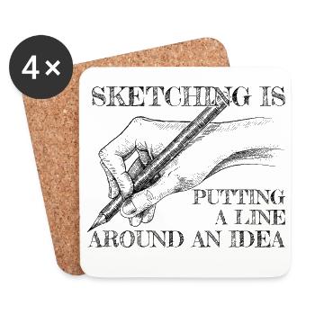 Cool Artist A Line Around An Idea Painter Gift - Coasters (set of 4) - white - Front