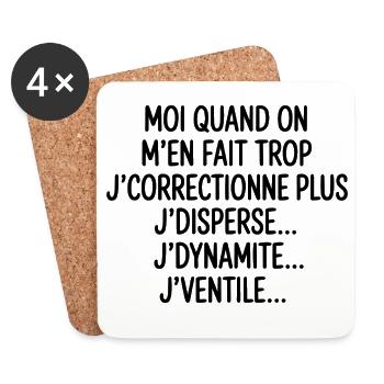 Tontons Flingueurs J'dynamite J'disperse J'ventile - Dessous de verre (lot de 4) - blanc - Devant