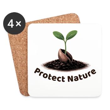 Protéger la nature - Dessous de verre (lot de 4) - blanc - Devant