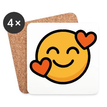 Sourire avec des cœurs aimants - Dessous de verre (lot de 4) - blanc - Devant