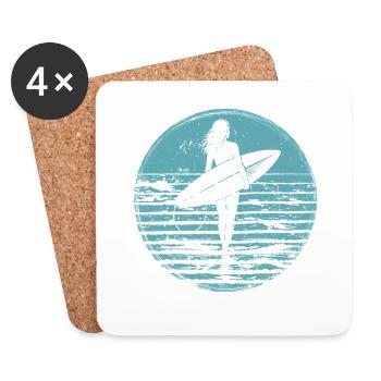 Surferin Retro Vintage Sonnenuntergang Strand - Untersetzer (4er-Set) - Weiß - Vorne