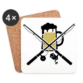 Cannes à pêche Chope de bière Armoiries - Dessous de verre (lot de 4) - blanc - Devant