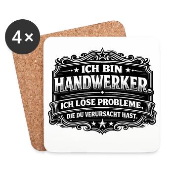 Ich bin Handwerker – Problemlöser - Untersetzer (4er-Set) - Weiß - Vorne