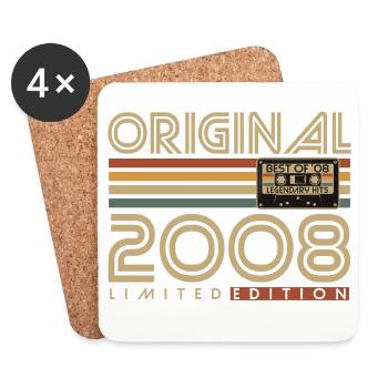 2008 Vintage Vintage Retro Birthday Gift - Coasters (set of 4) - white - Front