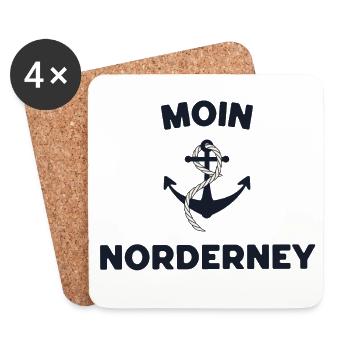 Moin Norderney – Maritimes Anker-Design - Untersetzer (4er-Set) - Weiß - Vorne
