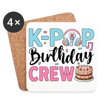 K-Pop Birthday Crew - Untersetzer (4er-Set) - Weiß - Vorne