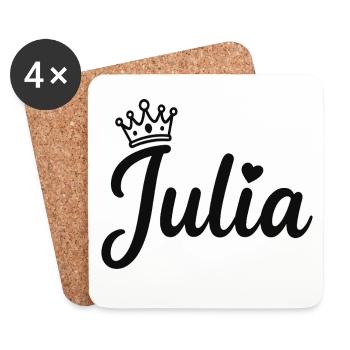 Juliette Nom Couronne Calligraphie personnalisée - Dessous de verre (lot de 4) - blanc - Devant
